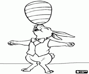 Balance of the rabbit and an egg coloring page