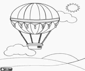 Balloon in the landscape coloring page