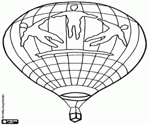 Balloon with three human figures coloring page