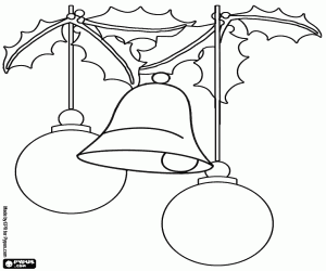 Balls and a bell for Christmas fir coloring page