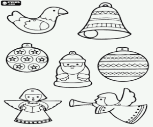 Balls and other Christmas ornaments coloring page