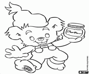 Bamse little bear with special honey coloring page