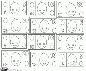 Banknotes from Pypus of 5, 10 and 20 coloring page