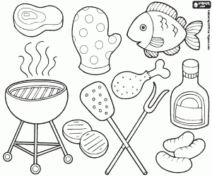 Barbecue, a festive meal coloring page
