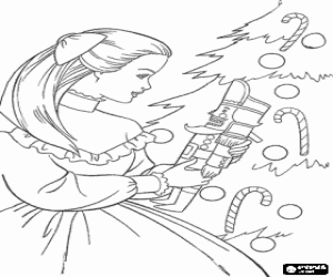 Barbie and the Christmas tree coloring page