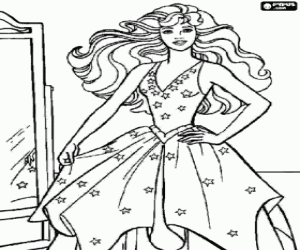 Barbie dressed for the party coloring page