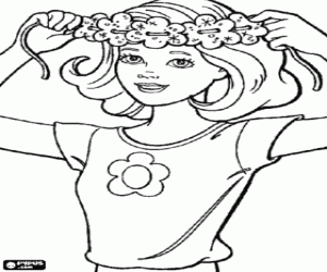 Barbie and the flowers diadem coloring page