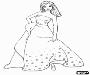 Barbie ready for the party coloring page