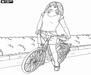 Barbie riding a bicycle coloring page