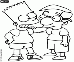 Bart Simpson and Milhouse, friends coloring page