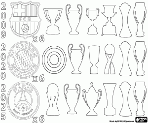 Barça, Bayern, PSG: Six in One Year coloring page