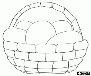 A basket of eggs for Easter coloring page