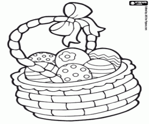 Basket with Easter eggs coloring page