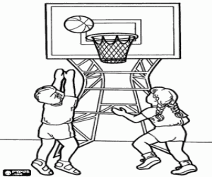 Basketball and children coloring page