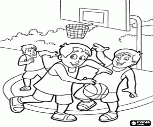 A basketball match between friends coloring page