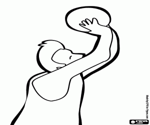 Basketball player in shooting action coloring page