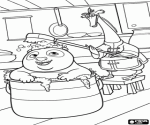 The bath of the Panda Po coloring page