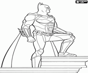 Batman on top of a building watching the city coloring page