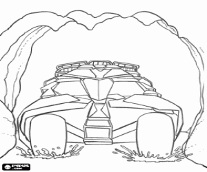 The Batmobile and the Batcave coloring page