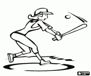 Batter hitting ball coloring page
