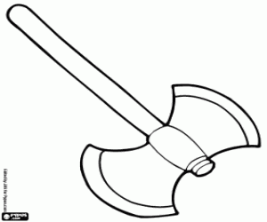 Battle axe, doubleheaded axe coloring page
