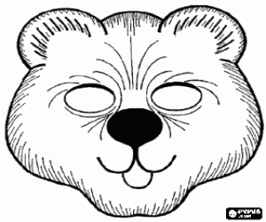 Bear mask coloring page