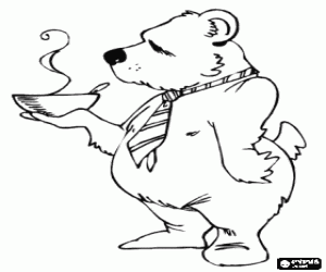 The bear and the soup bowl coloring page
