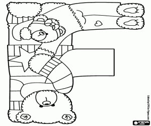Bears in balancing and the letter F coloring page