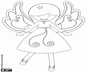 A beautiful angel little girl coloring page
