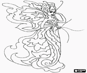 Beautiful fairy coloring page