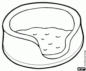 The bed for the little cat coloring page