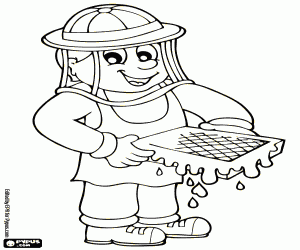 A beekeeper is working coloring page