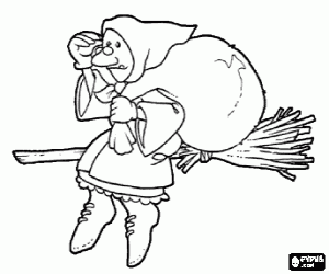 Befana, Christmas tradition in Italy coloring page