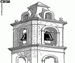 Bell tower of a church coloring page
