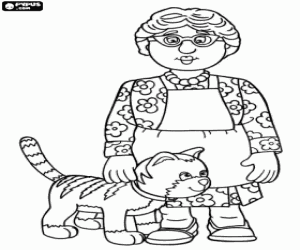 Bella Lasagne with her cat coloring page
