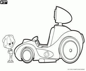 Bello with a powerful sports car coloring page