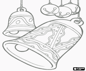 Bells and jingle bells for Christmas coloring page