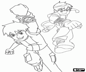Ben 10 in action with Omnitrix  coloring page