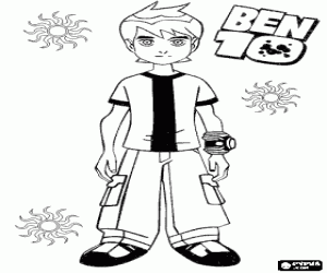 Ben 10 and Omnitrix with the logo coloring page