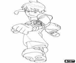 Benjamin Tennyson and the Omnitrix coloring page