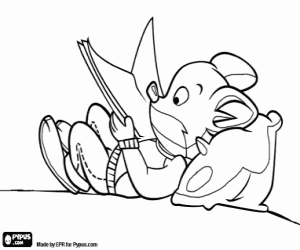 Benjamín Stilton reads a book coloring page