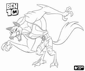 BenWolf, a Ben 10 alien coloring page