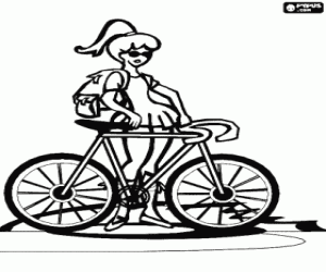 Bicycle with its owner coloring page