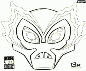 Big Chill mask.Ben 10 Ultimate Alien coloring page