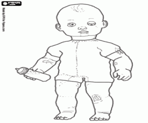 BigBaby, a doll as a baby coloring page