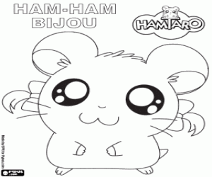 Bijou, a Hamtaro hamster coloring page