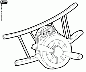 The biplane airplane Grand Albert coloring page