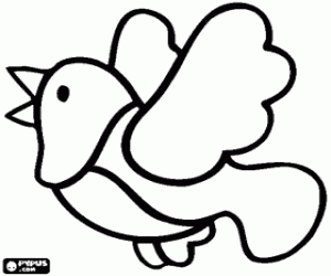 Bird while flying coloring page