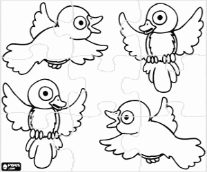 Birds puzzle coloring page