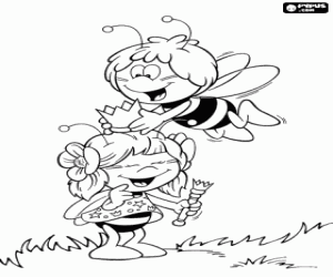 The birthday of a bee, Maya coloring page